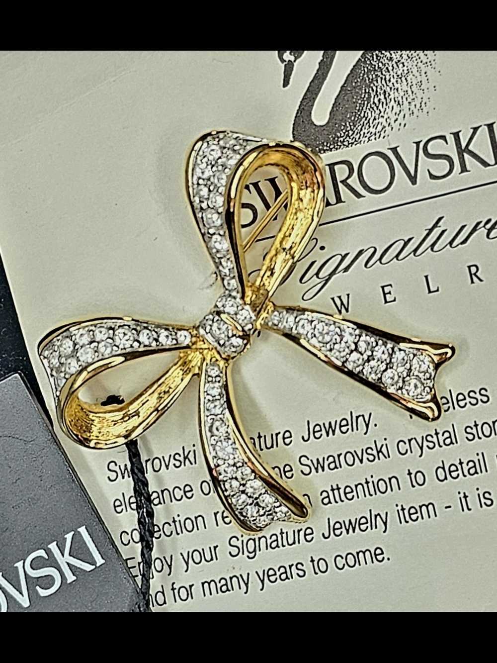 Swarovski Gold Bow Crystal Pave Brooch